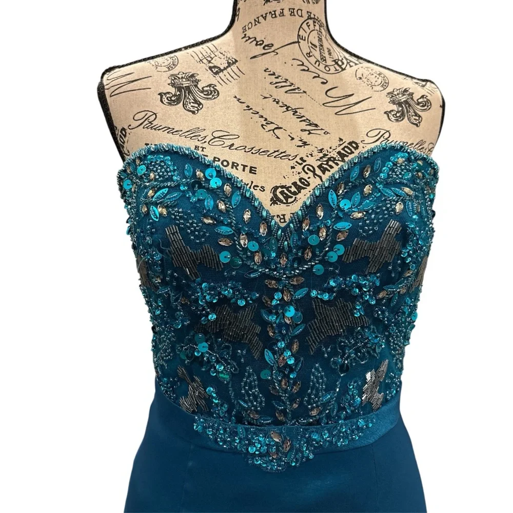 NWT Mac Duggal Formal Gown- Peacock - Picture 3 of 7